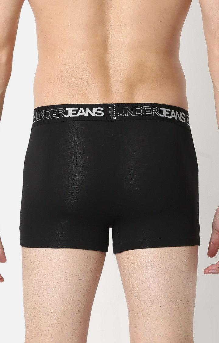 Men Premium Black Cotton Trunk - Underjeans By Spykar