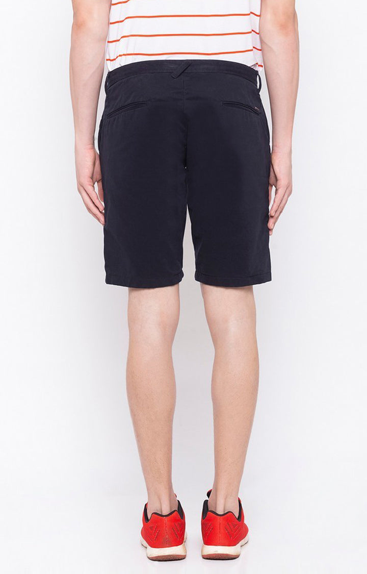 Spykar Men Blue Cotton Slim Fit Casual Shorts