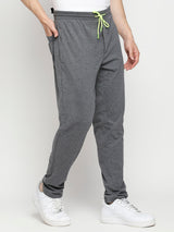 Men Premium Cotton Blend Knitted Charcoal Trackpant- Underjeans By Spykar
