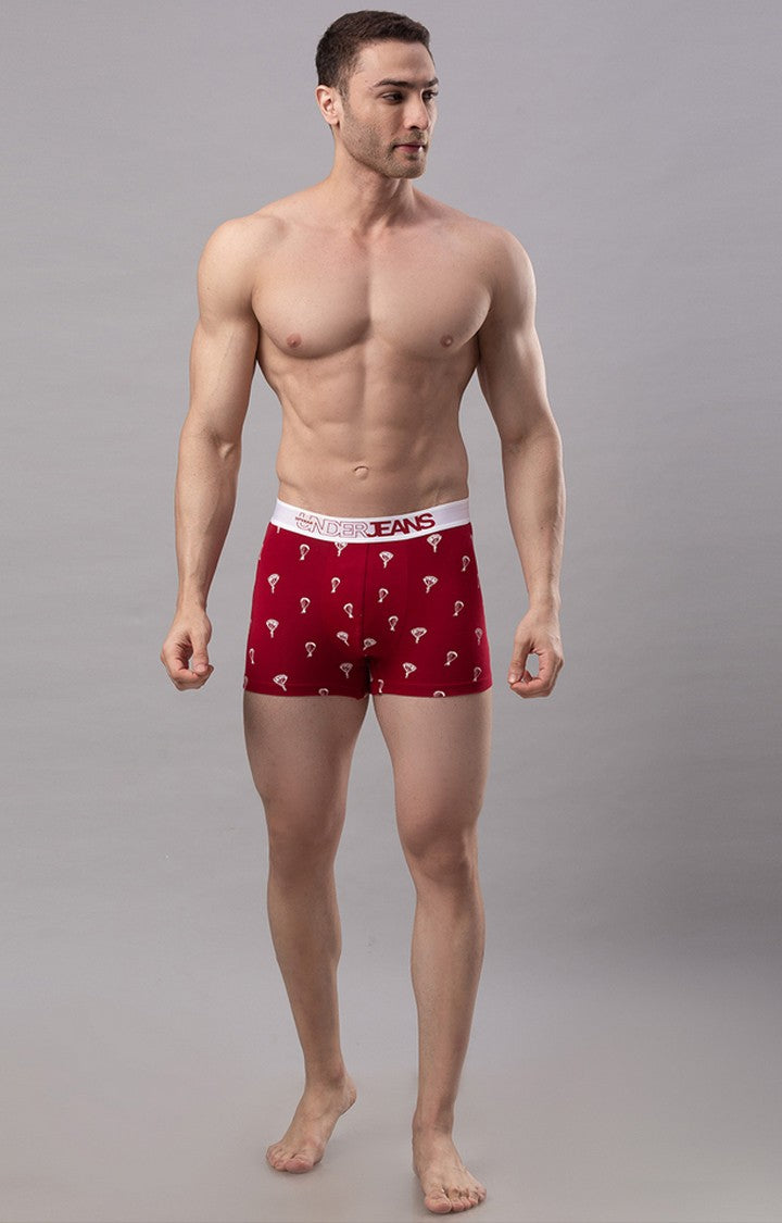 Underjeans By Spykar Men Maroon Solid Trunks