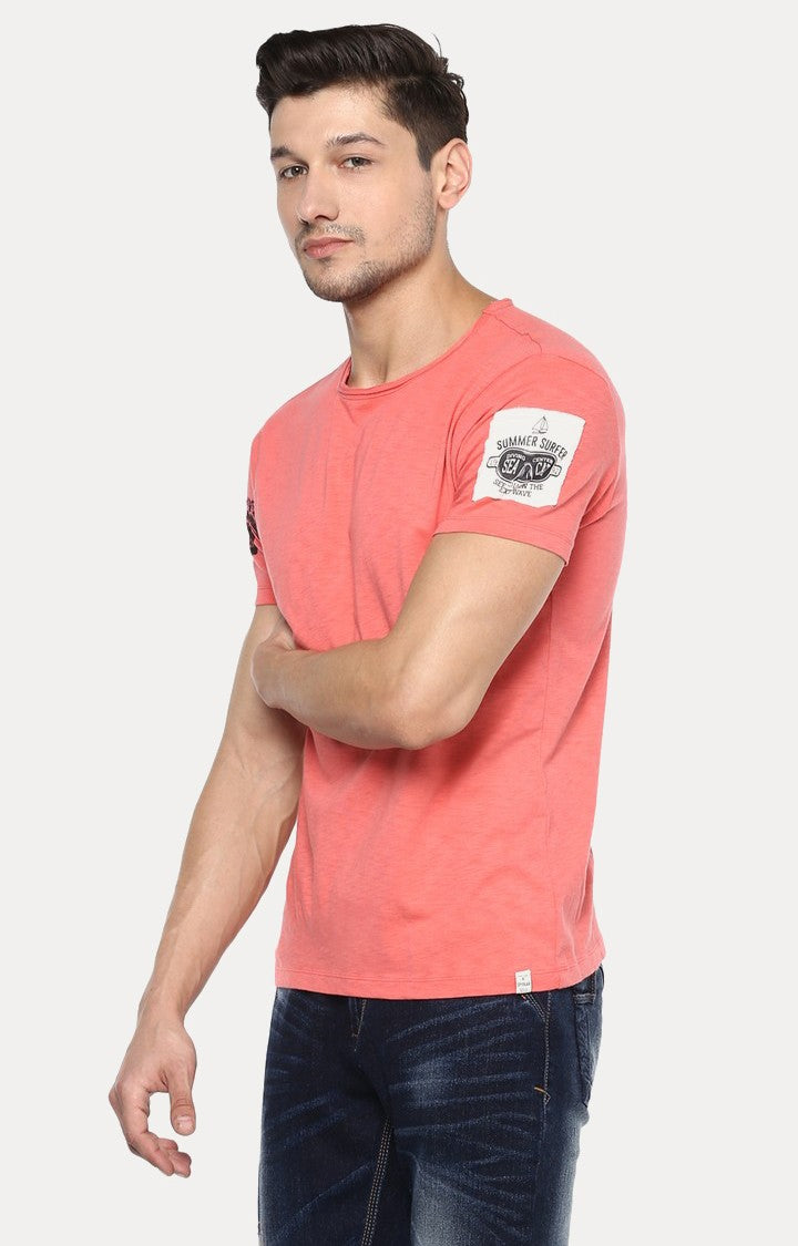 Spykar Men Coral Solid Slim Fit T-Shirt