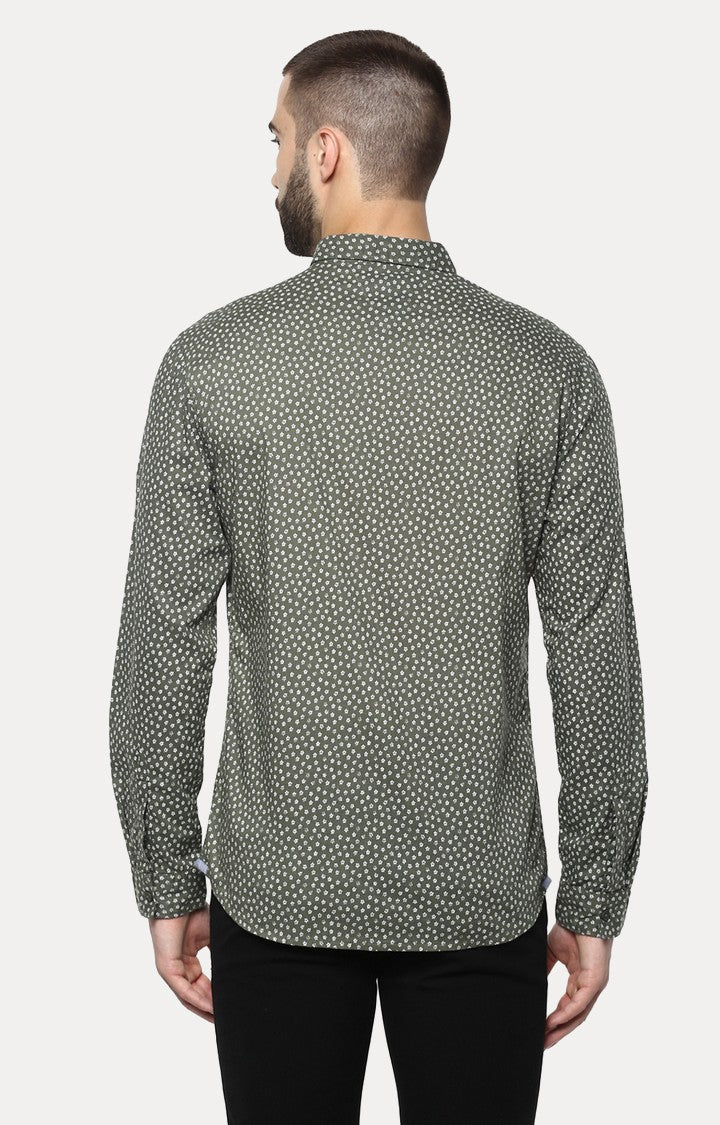 Spykar Men'S Green Cotton Printed Casual Shirts