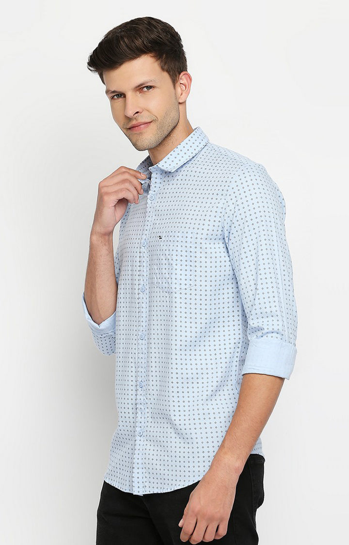 Spykar Men Blue Slim Fit Full Sleeve Checkered Shirt