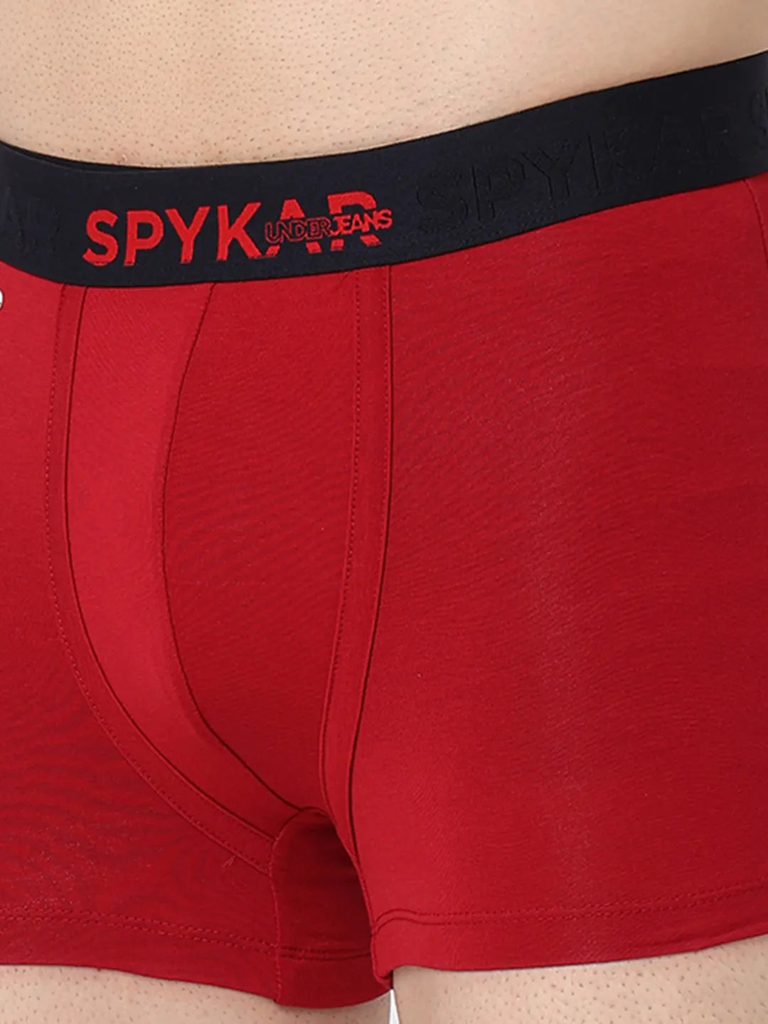 Underjeans By Spykar Men Premium Grey & Maroon Cotton Blend Regular Fit Trunk - Pack Of 2
