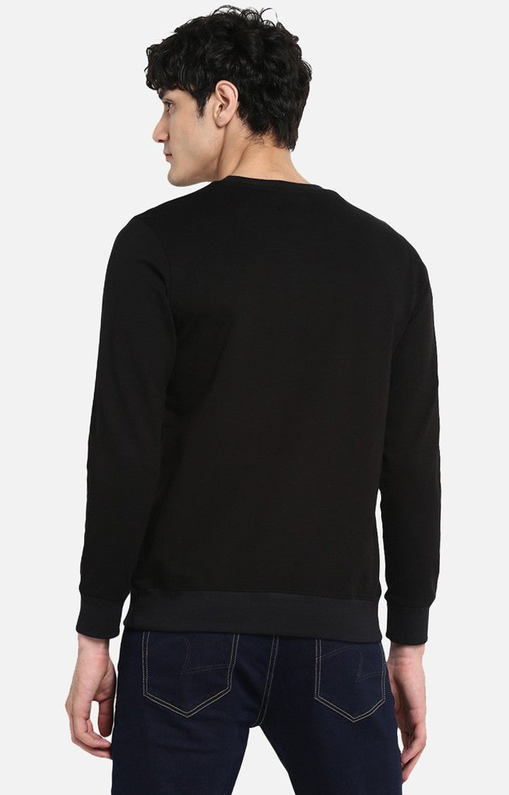 Spykar Black Solid Slim Fit Sweatshirt