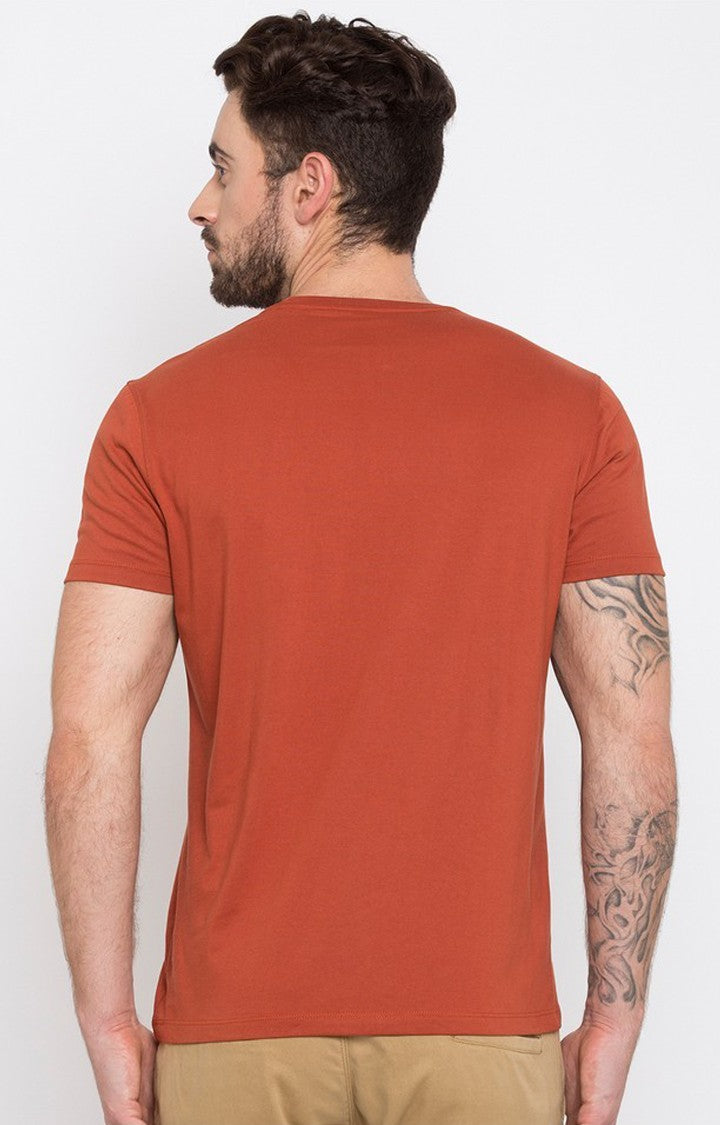 Spykar Red Printed Slim Fit Men T-Shirts