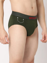 Underjeans By Spykar Men Premium Navy & Olive Cotton Blend Regular Fit Brief - Pack Of 2
