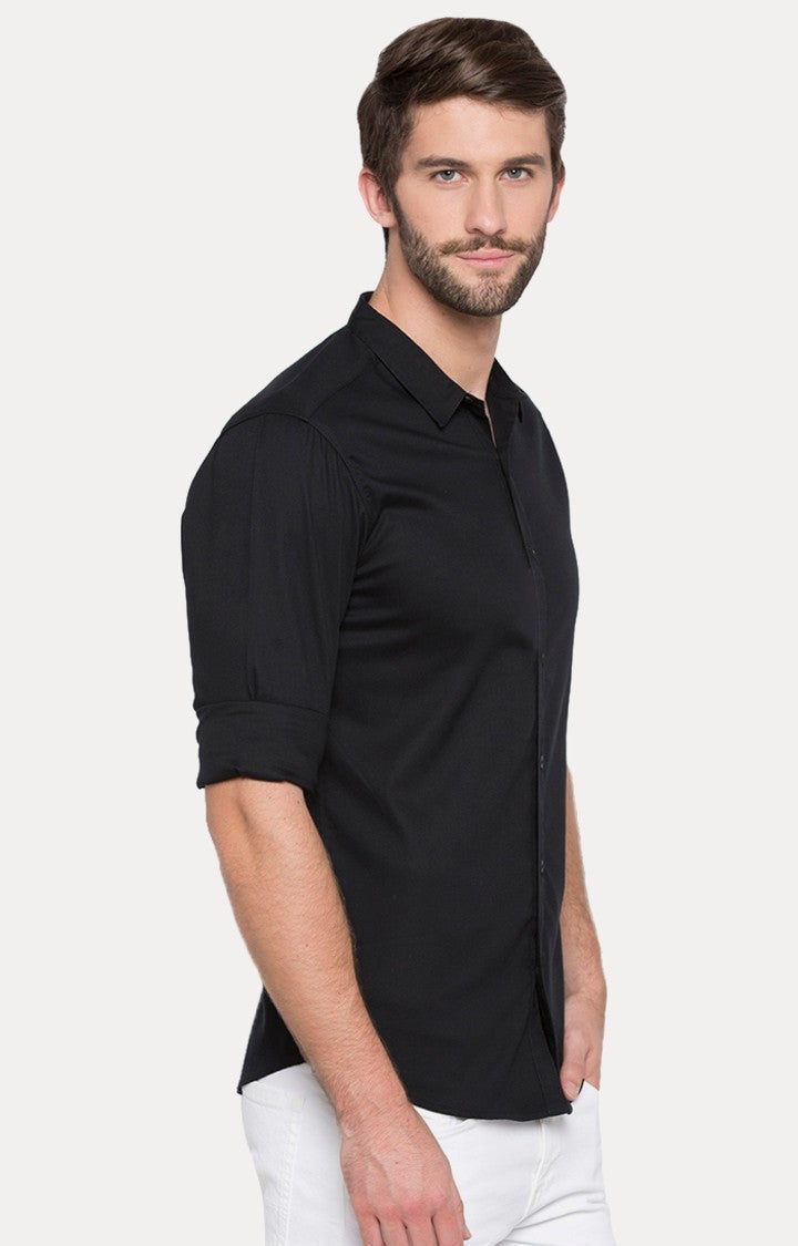 Spykar Men'S Black Cotton Solid Casual Shirts