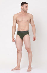 Olive Cotton Brief For Men Premium- Underjeans By Spykar