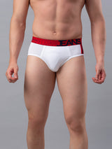 Men Premium Cotton Blend White-Red Brief - (Pack Of 2)- Underjeans By Spykar