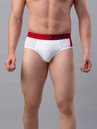 Men Premium Cotton Blend White-Red Brief - (Pack Of 2)- Underjeans By Spykar