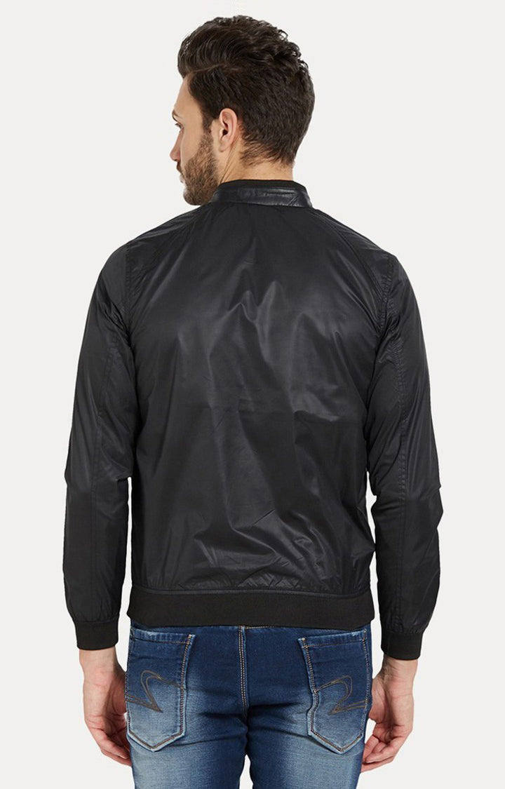 Spykar Men Black Solid Slim Fit Bomber Jacket