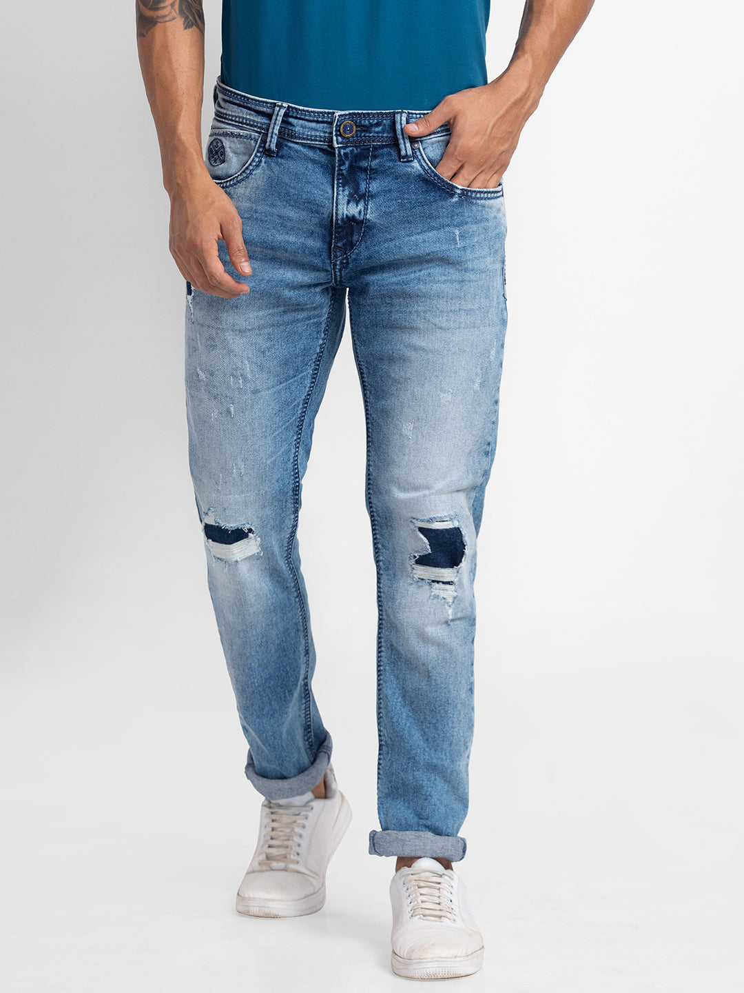 Buy Low-Rise Slim Fit Blue Jeans For Men Online at Spykar