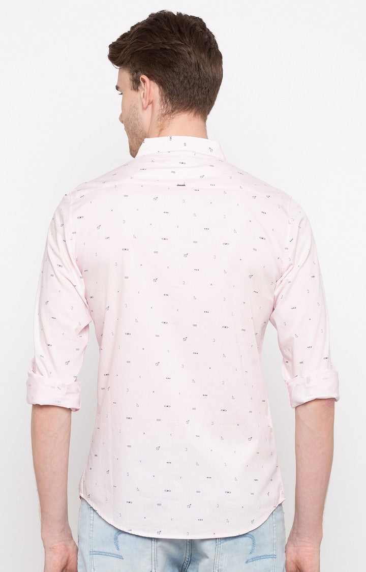 Spykar Men'S Pink Cotton Printed Casual Shirts