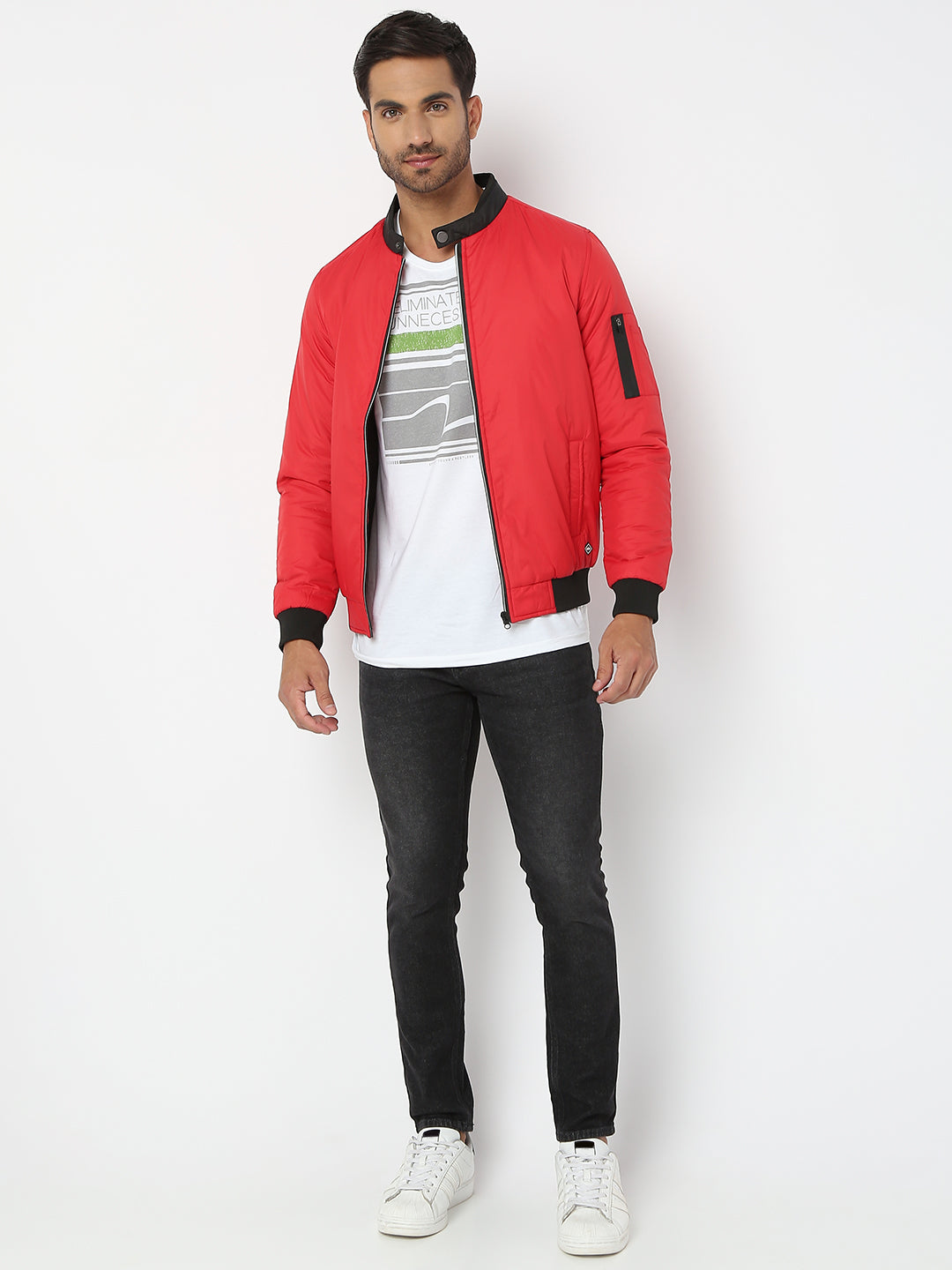 Spykar Men Red Nylon Regular Fit Jacket