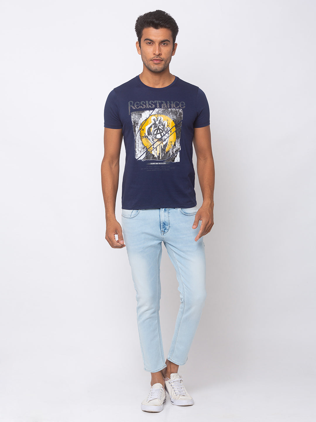 Spykar Men Light Blue Slim Fit Tapered Length Mid Rise Jeans(Kano)