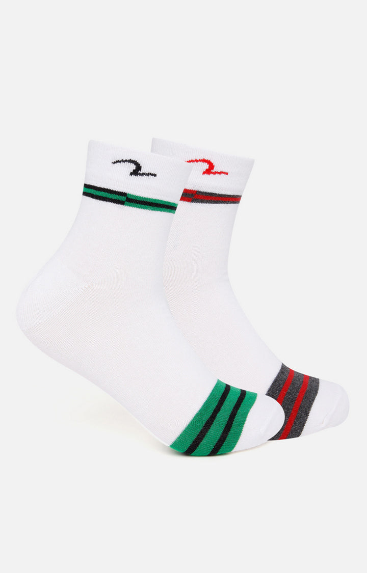 Spykar Grey & Green Striped Ankle Length Socks