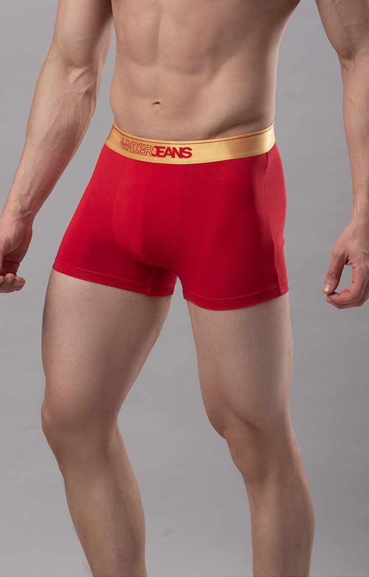 Red Cotton Trunk For Men Premium- Underjeans By Spykar