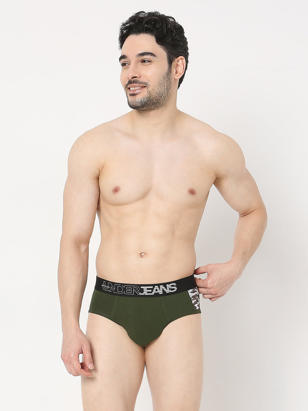 Underjeans by Spykar Men Premium Pack of 2 Grey - Olive Brief