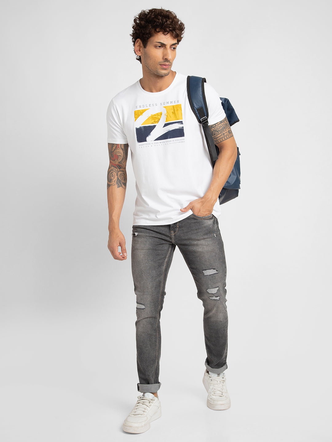 Spykar Men Carbon Black Cotton Slim Fit Narrow Length Jeans (Skinny)