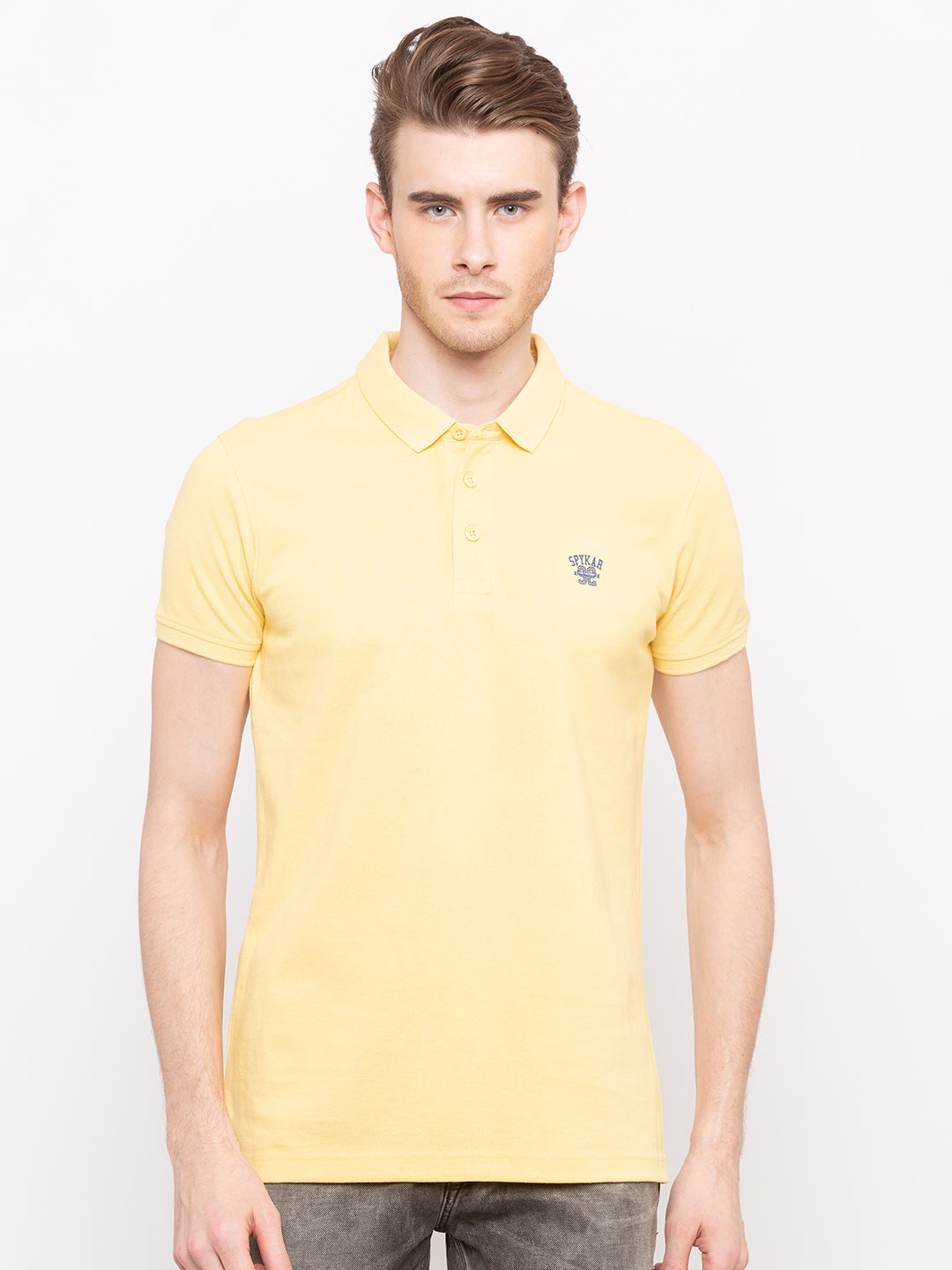 Spykar Men Yellow Cotton T-Shirt