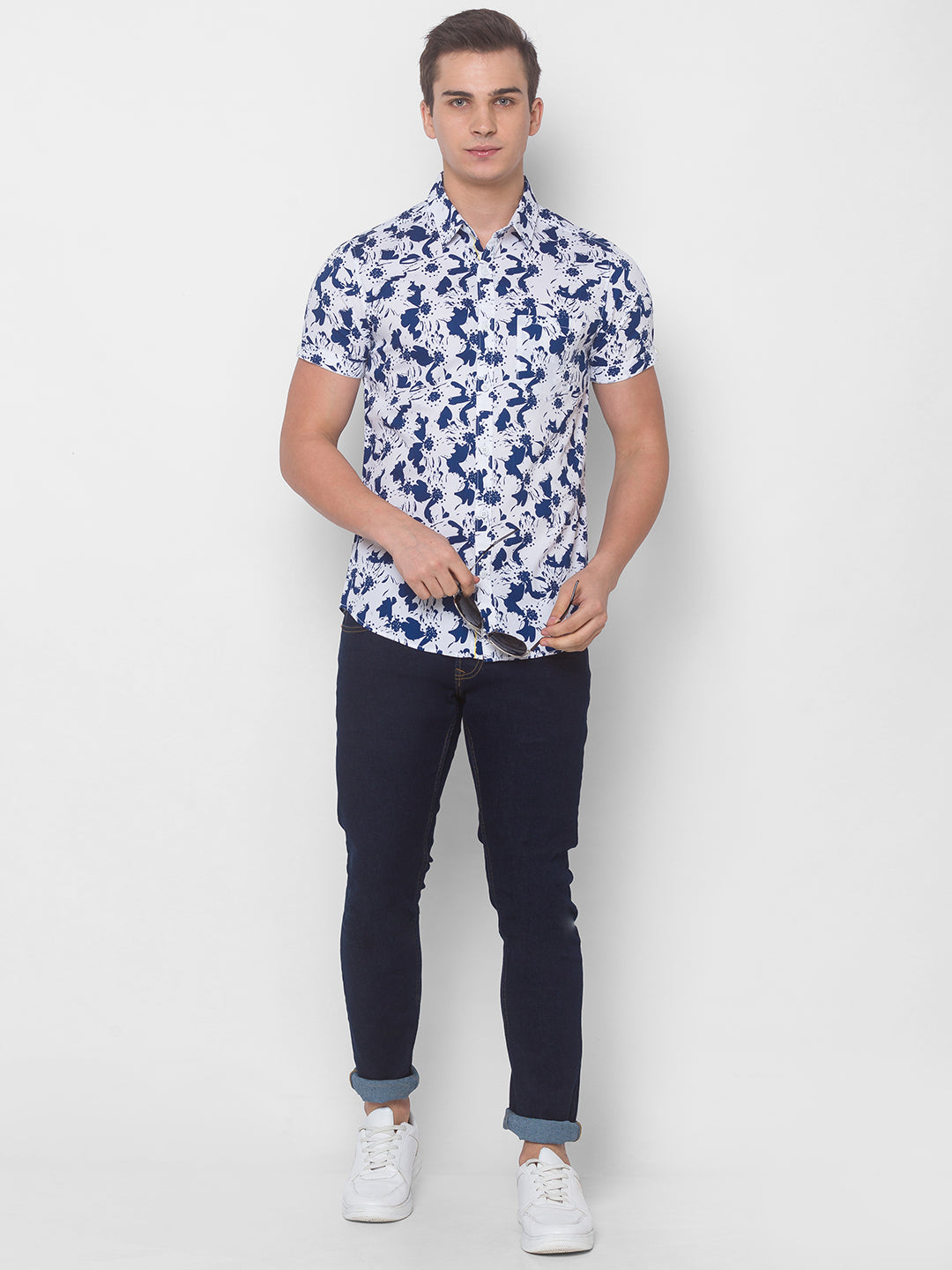 Spykar Men Indigo Blue Cotton Shirts (Slim)