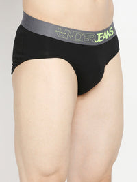 Men Premium Dull Purple & Black Cotton Blend Brief - Pack Of 2- Underjeans By Spykar