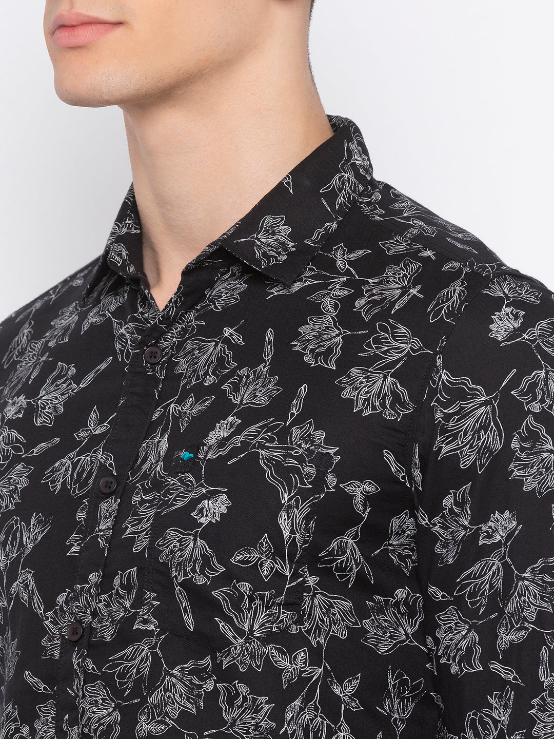 Spykar Men Black Printed Slim Fit Casual Shirt