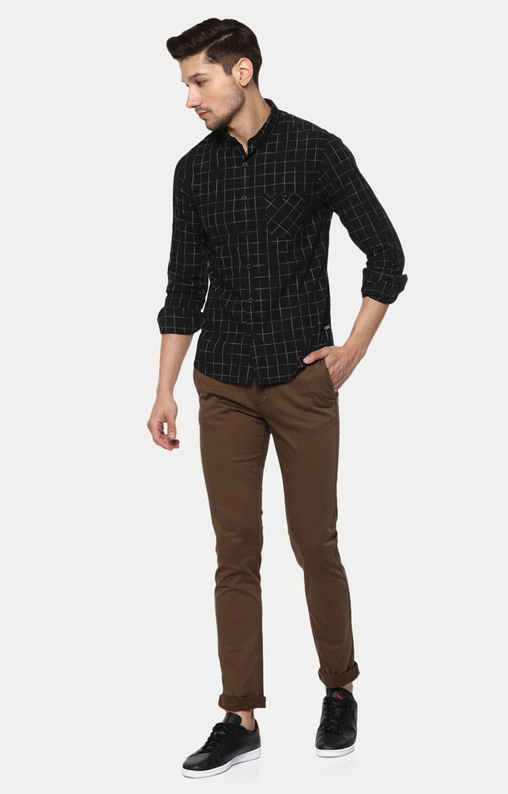 Spykar Men'S Black Cotton Checked Casual Shirts