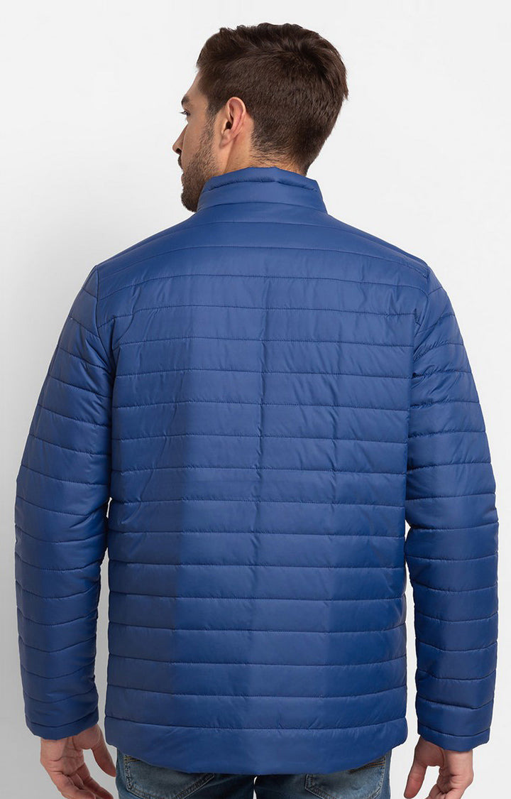 Spykar True Blue Nylon Full Sleeve Casual Jacket For Men