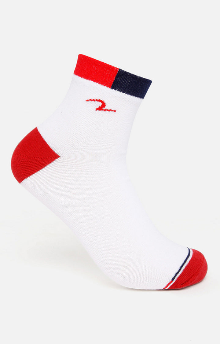 Spykar Red and Blue Cotton Peds Socks - Pack Of 2