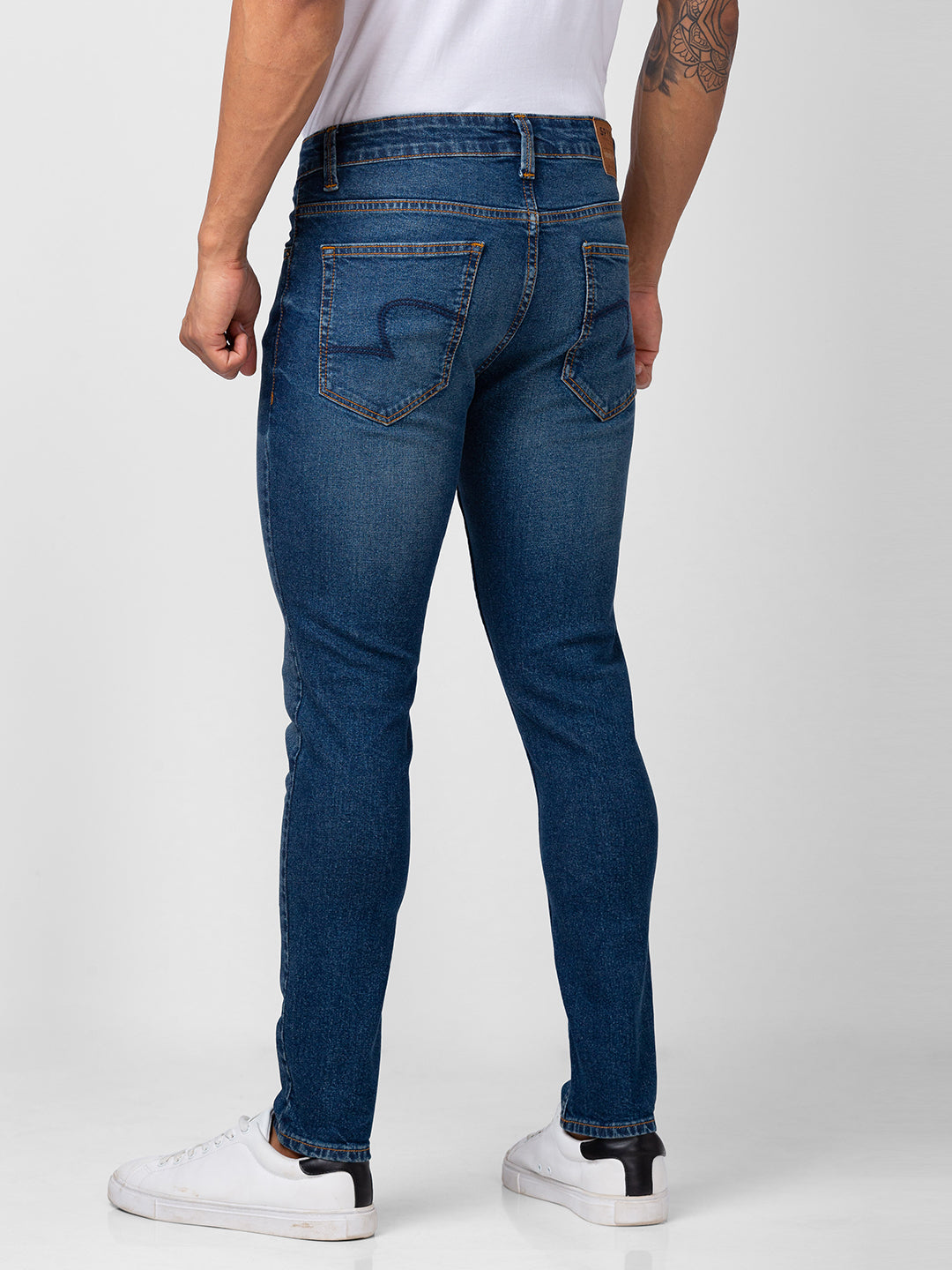 Spykar Men Vintage Blue Cotton Stretch Slim Fit Tapered Length Jeans (Kano)