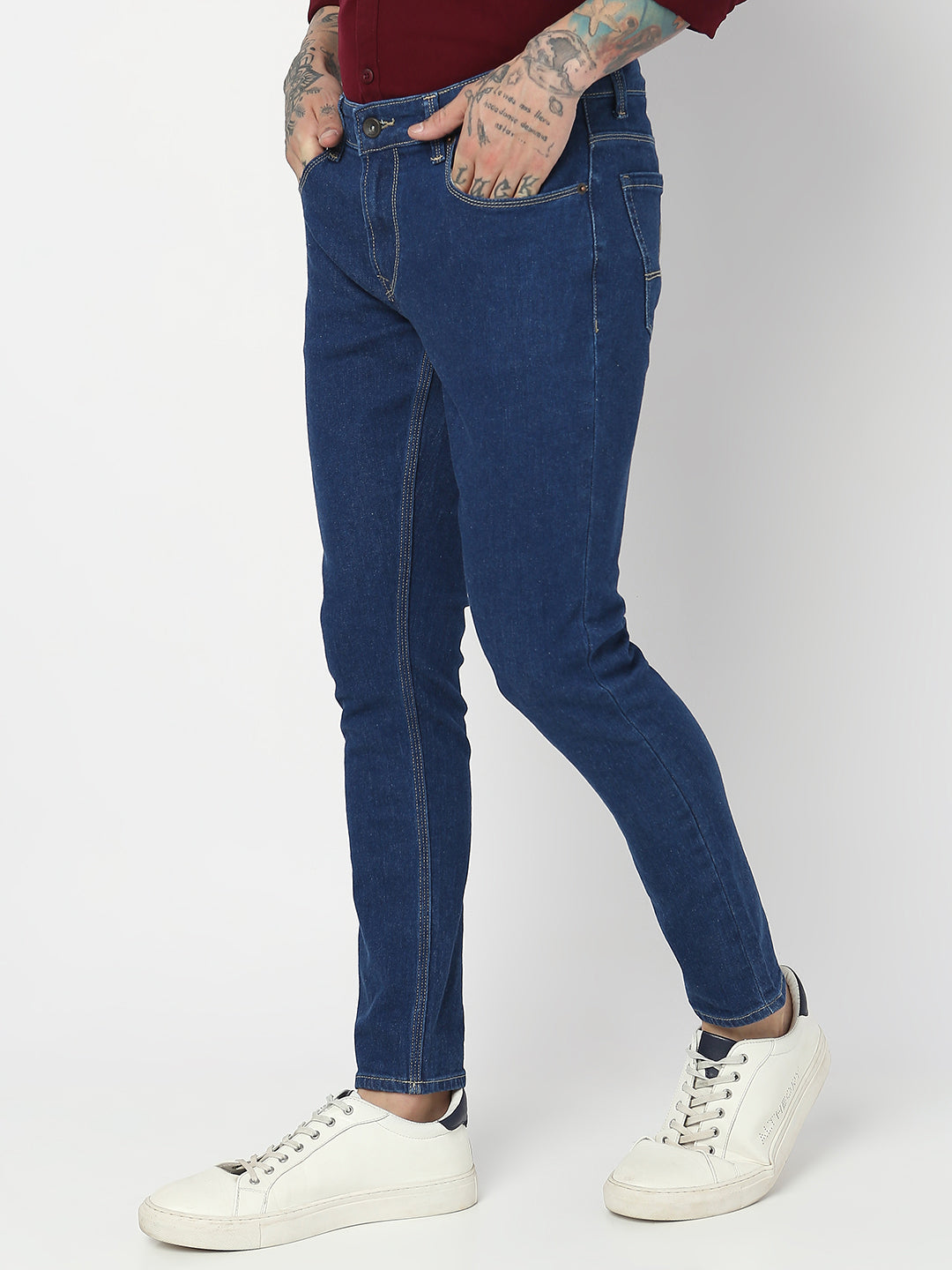 Spykar Men Raw Blue Cotton Slim Fit Tapered Length Jeans (Kano)