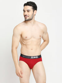 Men Premium Maroon & Dark Grey Cotton Blend Brief - Pack Of 2- Underjeans By Spykar