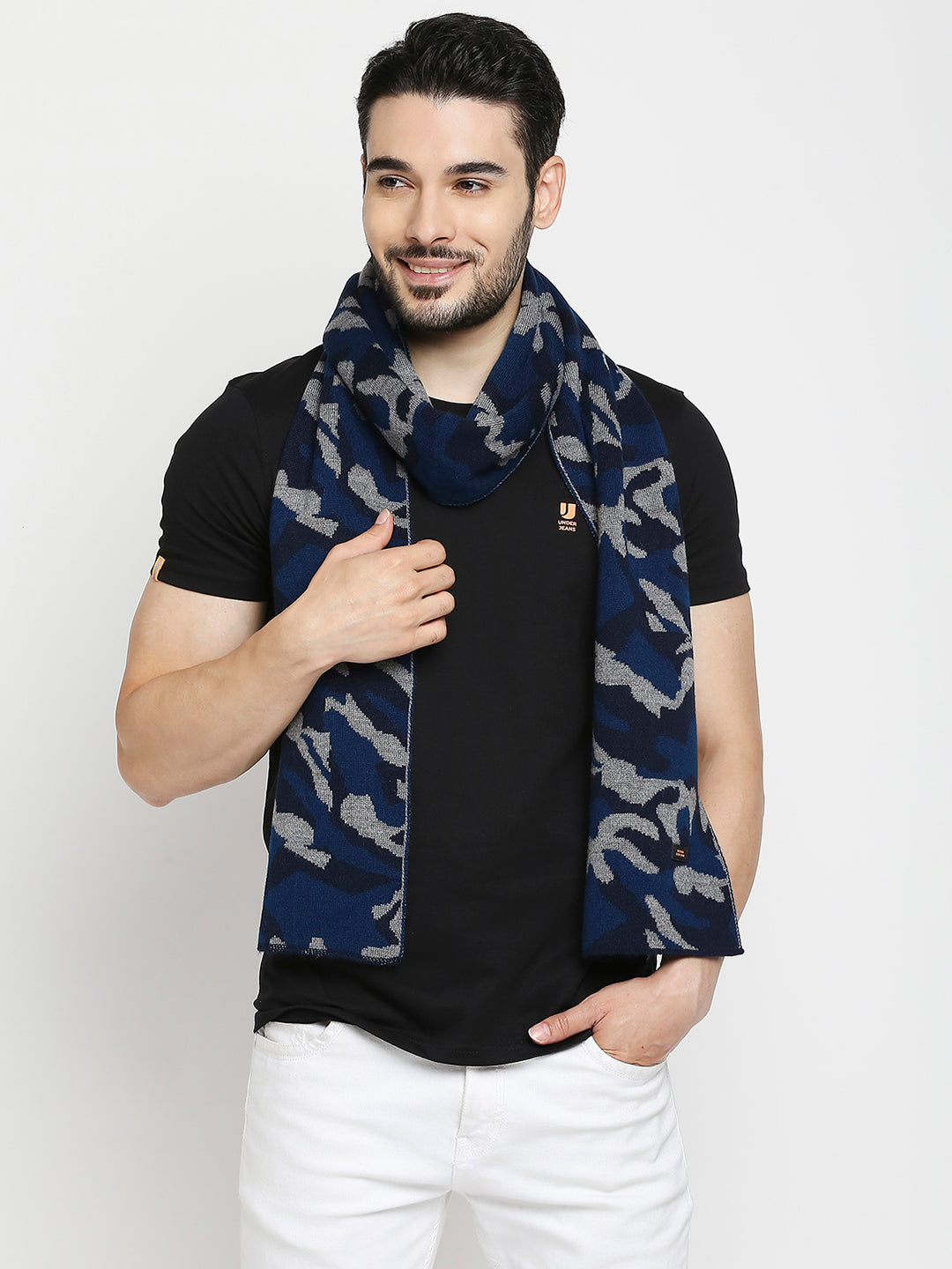 Spykar Navy Blue Camo Cotton Muffler