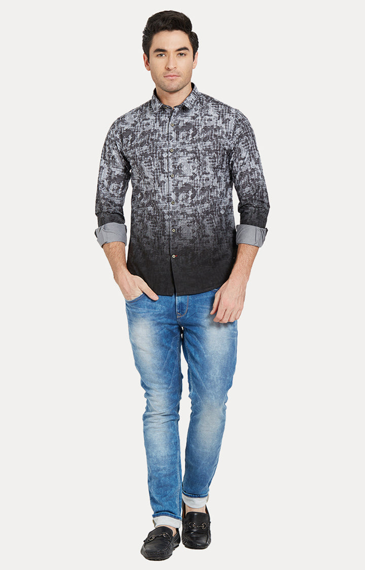 Spykar Men Black Printed Slim Fit Casual Shirt