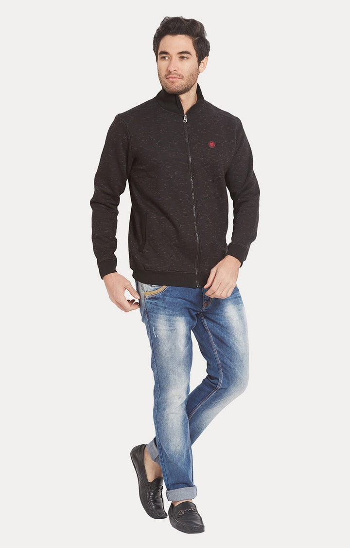 Spykar Men Black Cotton Slim Fit Round Neck Sweatshirt