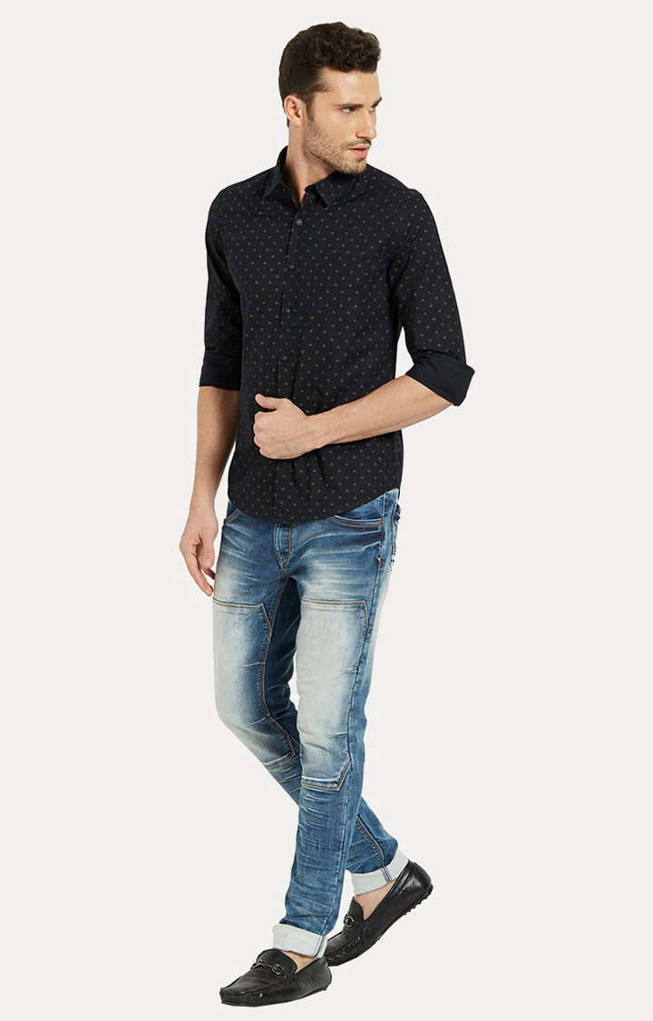 Spykar Men Black Printed Slim Fit Casual Shirt