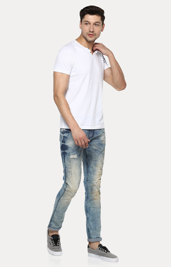 Spykar Men Blue Cotton Slim Fit Narrow Length Jeans (Ynr)