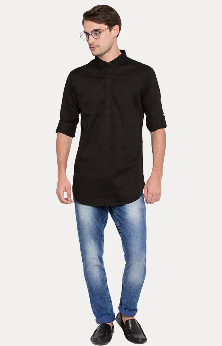 Spykar Men Black Solid Slim Fit T-Shirt