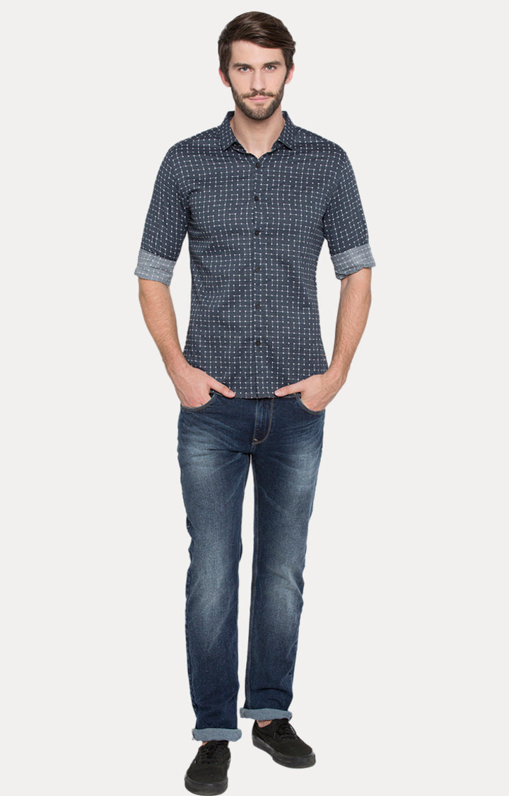 Spykar Men Grey Printed Slim Fit Casual Shirt