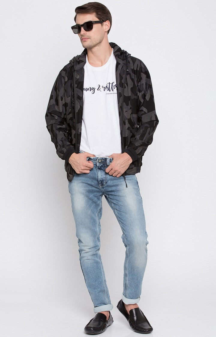 Spykar Men Black Camouflage Regular Jacket