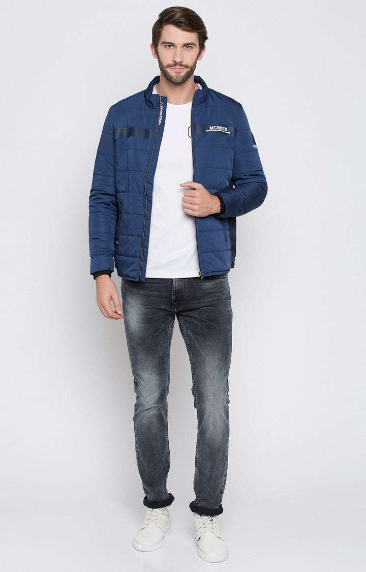 Spykar Men Blue Solid Regular Jacket