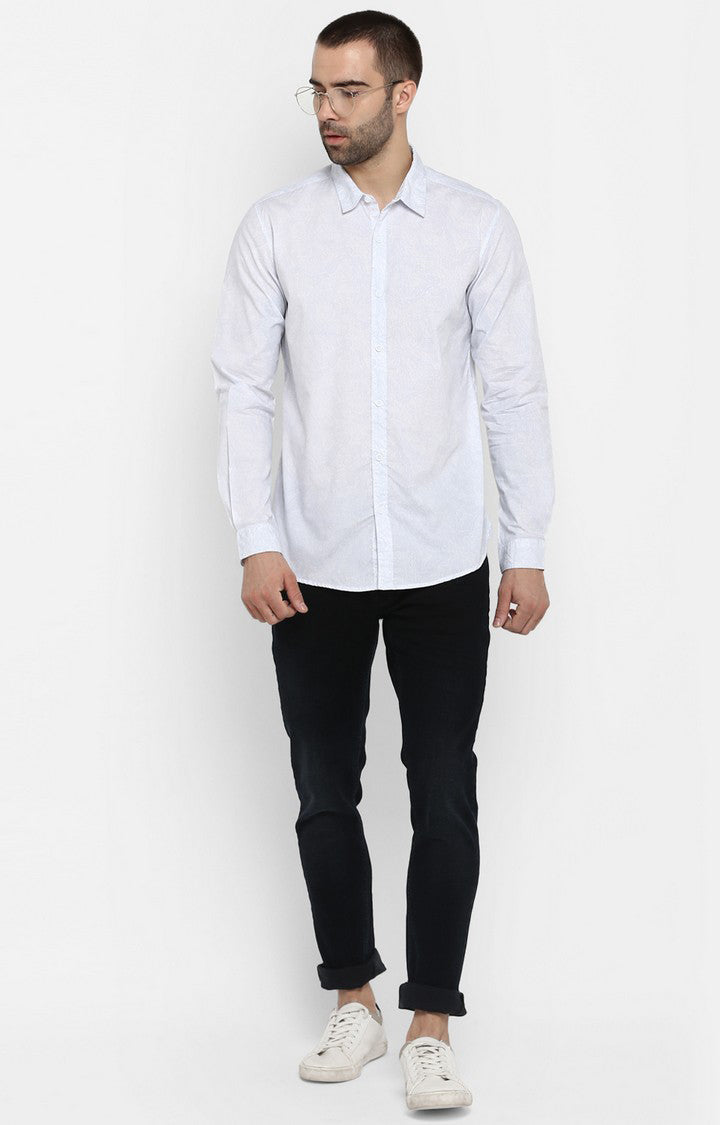 Spykar Men White Printed Slim Fit Casual Shirt