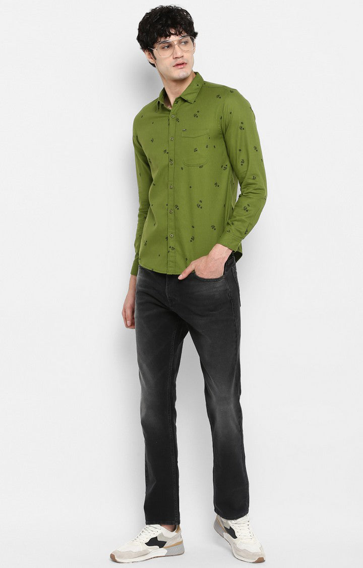 Spykar Men Green Printed Slim Fit Casual Shirt