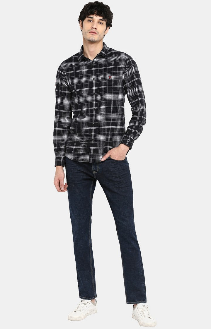 Spykar Men Black Checked Slim Fit Casual Shirt