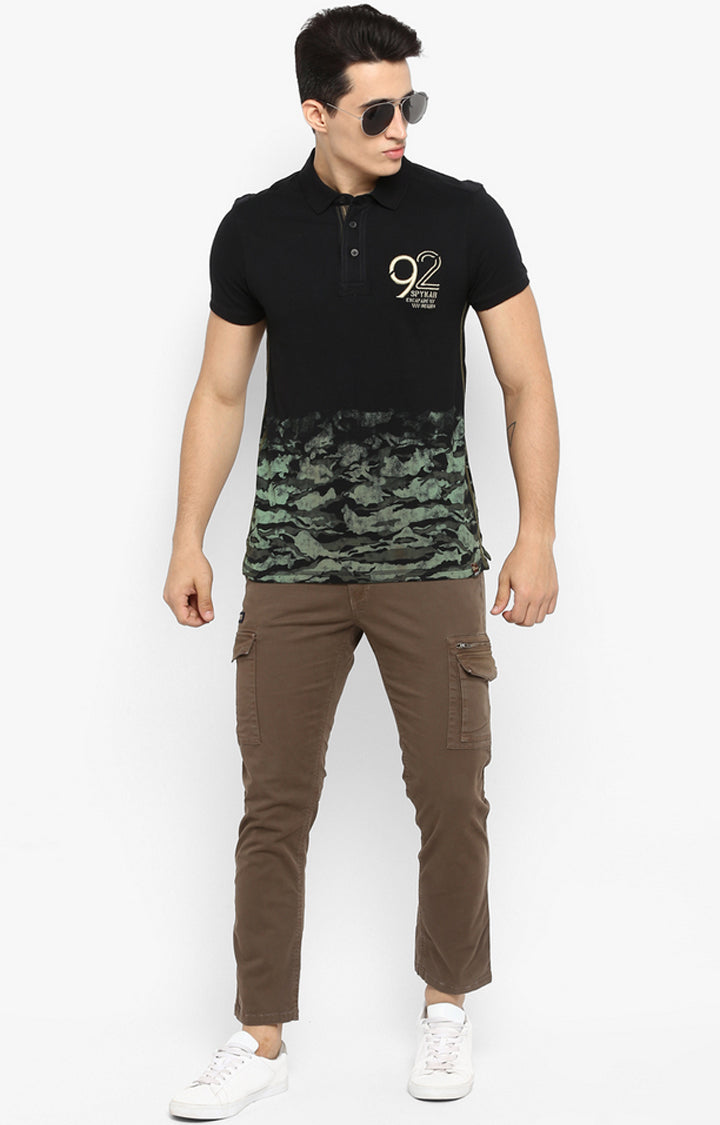 Spykar Men Black Printed Slim Fit T-Shirt