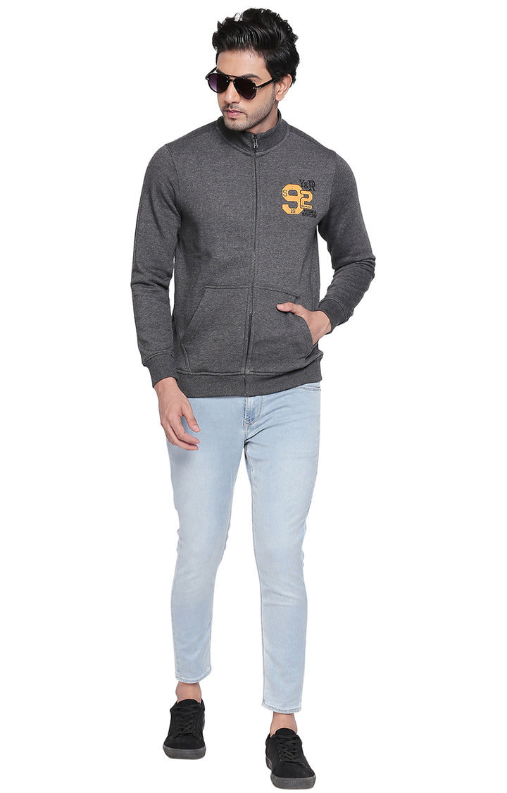 Spykar Grey Melange Slim Fit Sweatshirt For Men