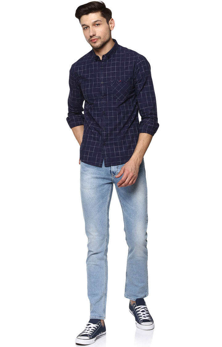 Spykar Men Blue Solid Regular Fit Jeans