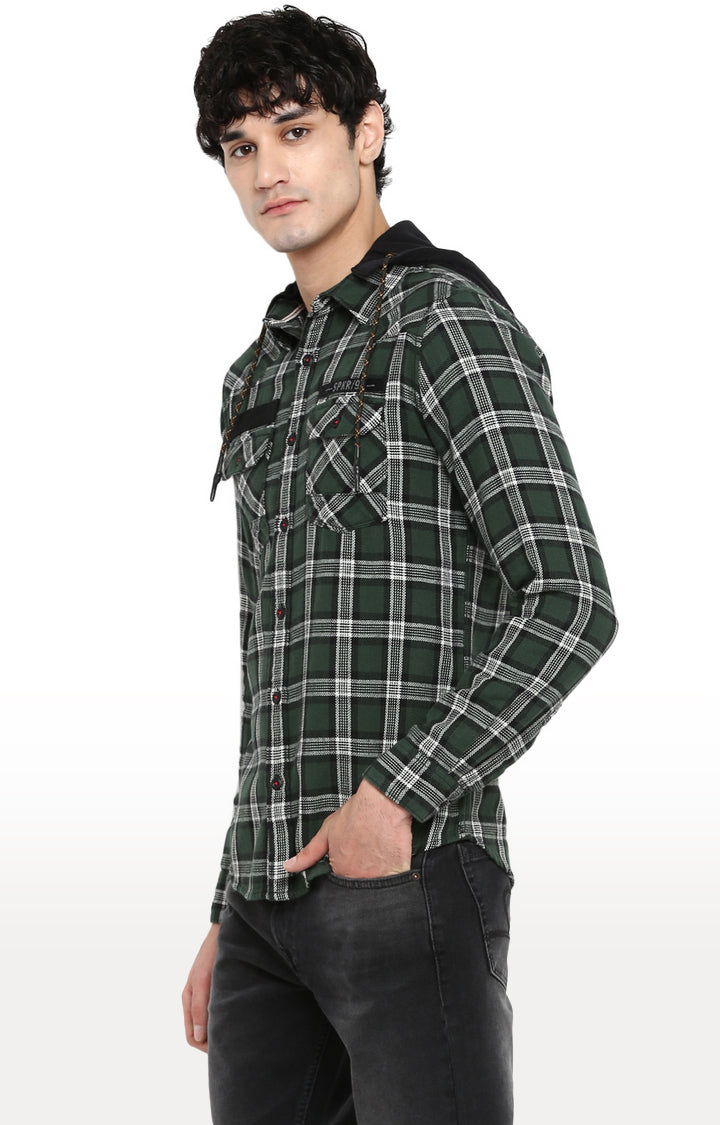 Spykar Men Olive Checked Slim Fit Casual Shirt